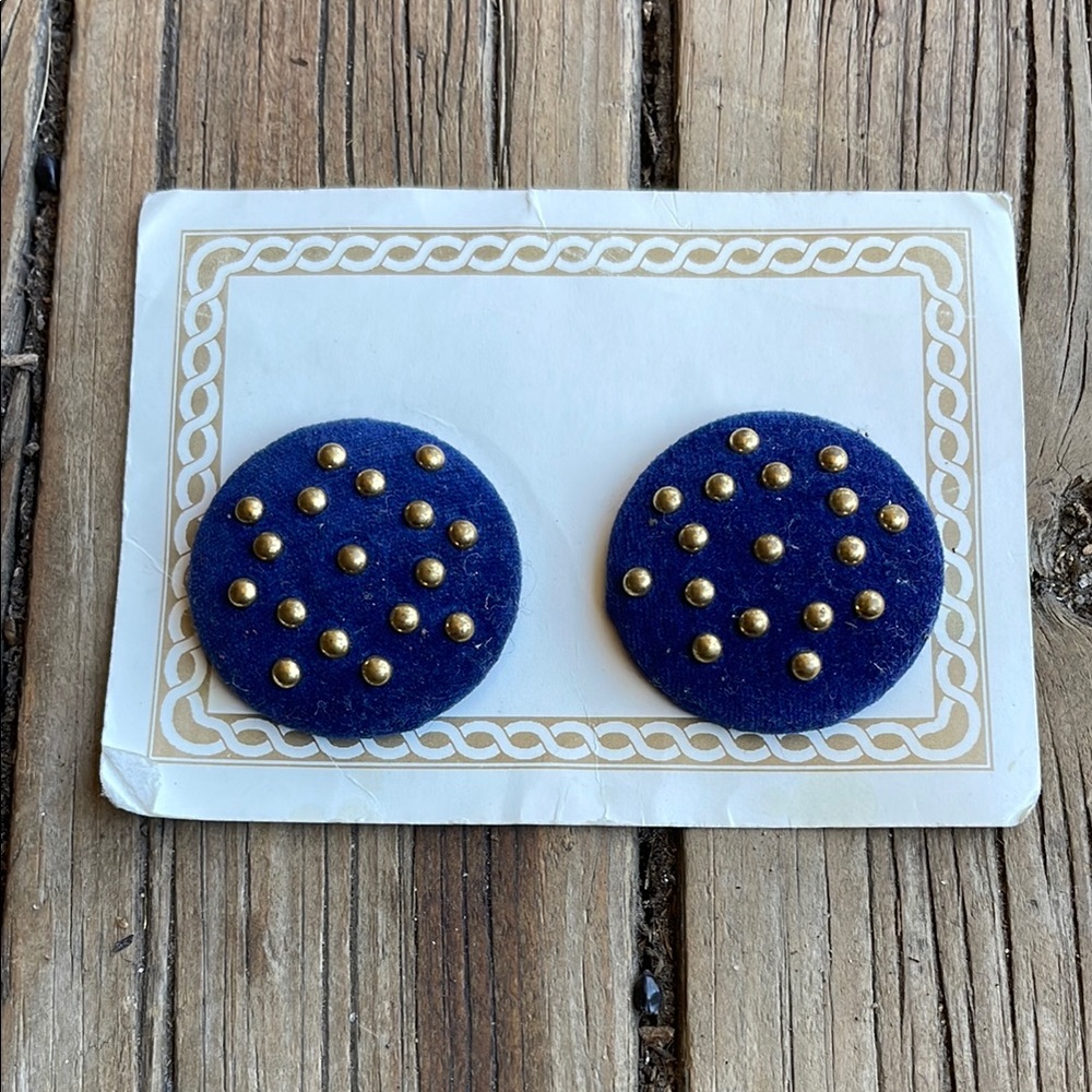 Vintage Blue and Gold Studded shoe bows